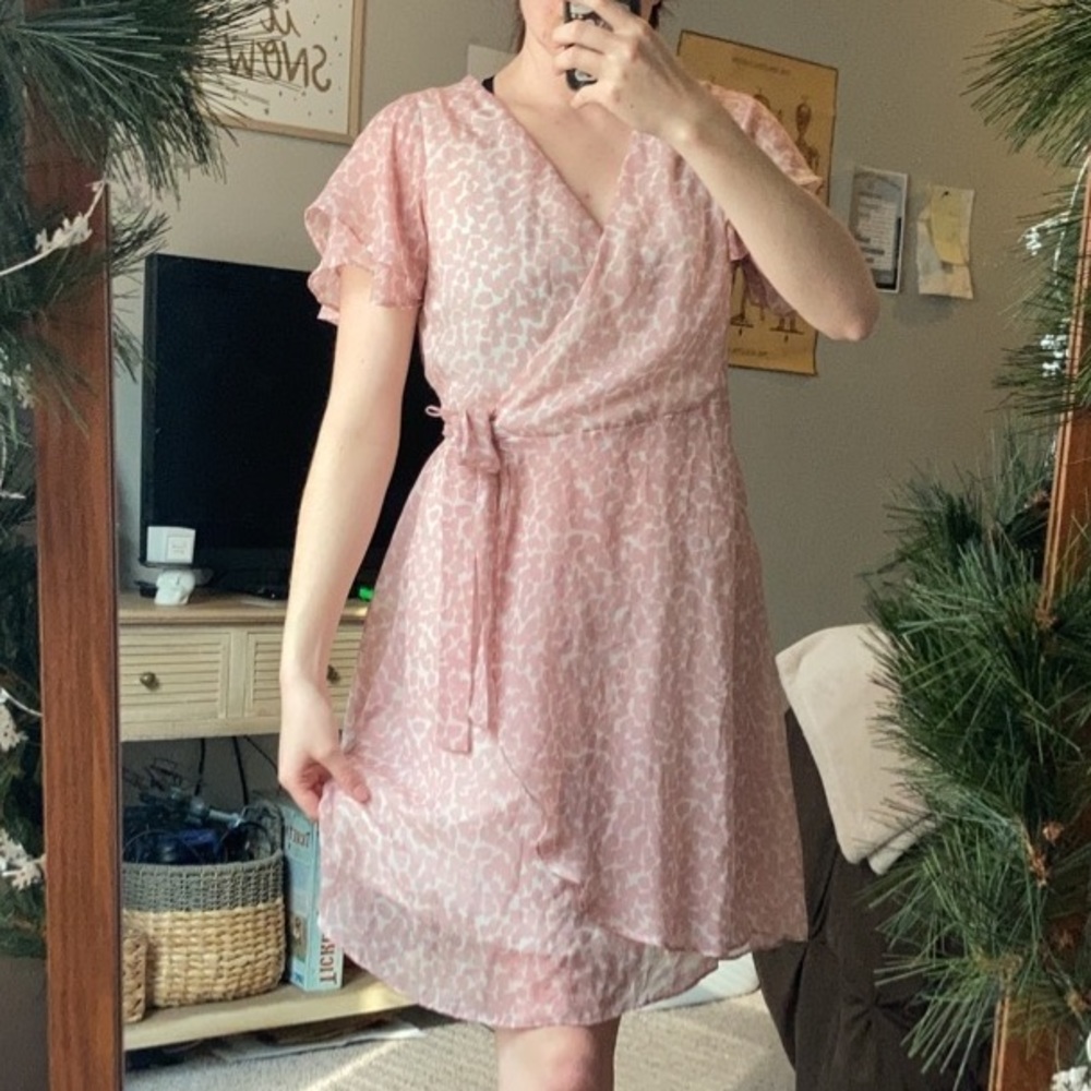 Pink wrap dress